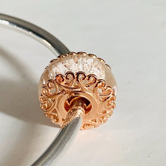 NEW Authentic Pandora Rose Gold Iridescent Murano Glass Charm 787576 - Picture 7 of 7